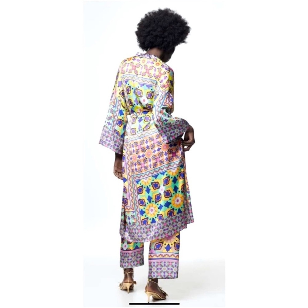 New ZARA satin kimono robe multicolor - Picture 11 of 17